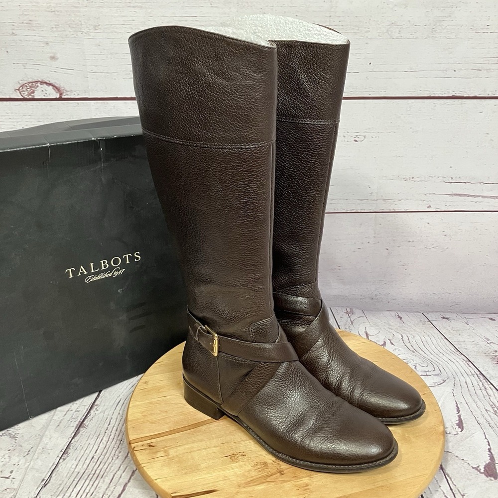 Talbots‎ TALA5 Brown Leather Riding Boots Womens Size 9.5N Narrow Tall